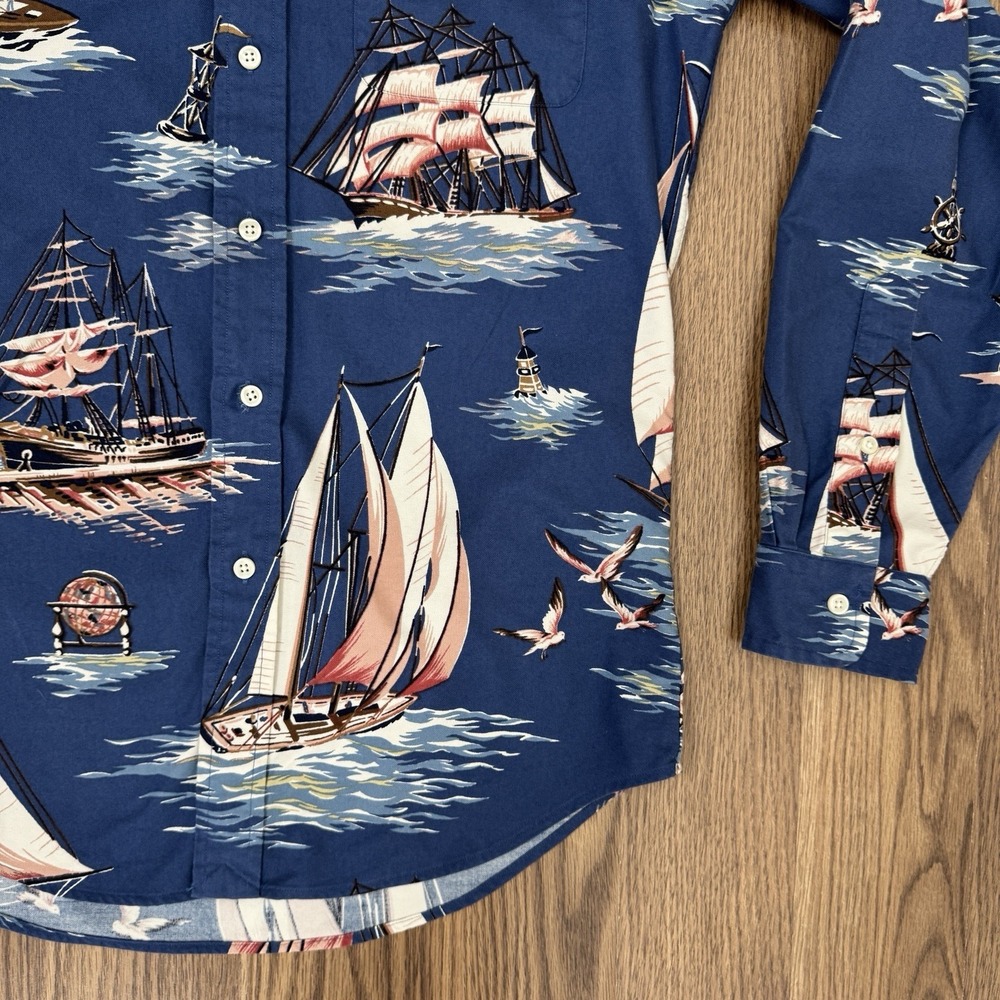 Polo Ralph Lauren Shirt Mens S Blue Sailing All Over Print‎ Button Down Oxford - Picture 6 of 16
